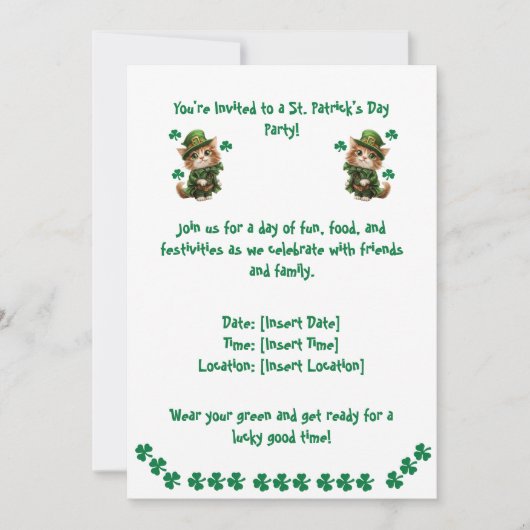 Invitation à la fête de la Saint-Patrick – Pour am (Devant)