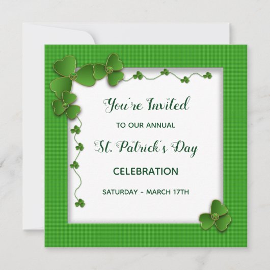 Invitation à la fête de la Saint Patrick - Shamroc (Devant)