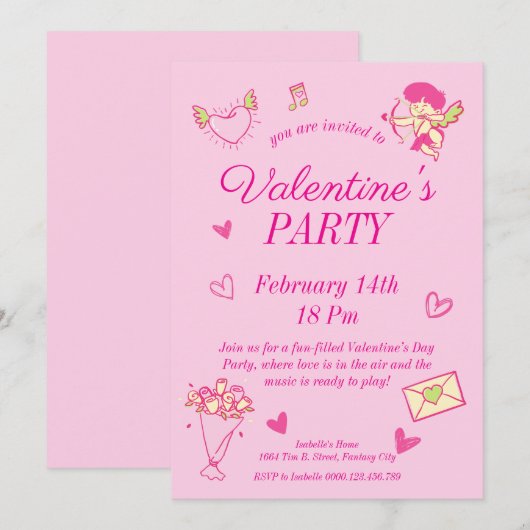 Invitation à la fête de la Saint Valentin (Devant / Derrière)