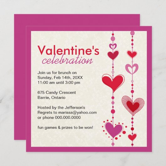 Invitation à la fête de la Saint-Valentin (Devant / Derrière)