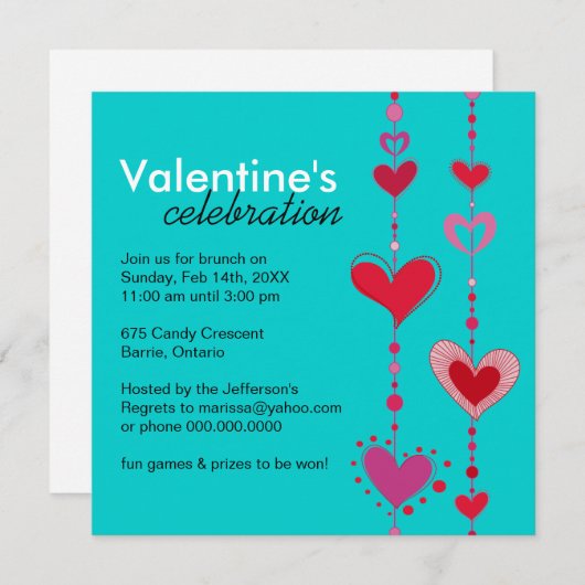 Invitation à la fête de la Saint Valentin (Devant / Derrière)