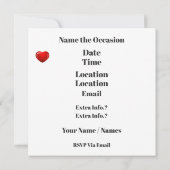 Invitation à la fête de la Saint-Valentin (Dos)