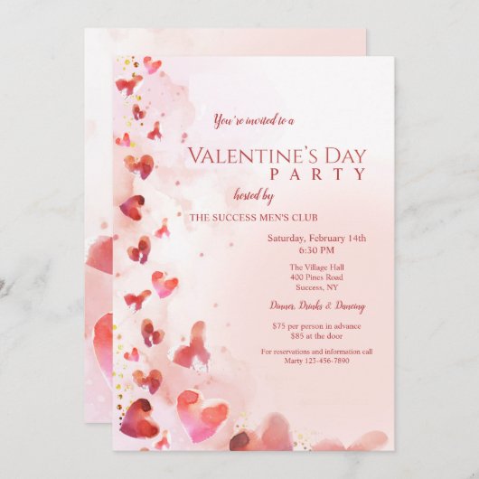 Invitation à la fête de la Saint-Valentin (Devant / Derrière)