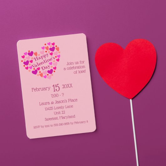 Invitation à la fête de la Saint-Valentin avec cœu