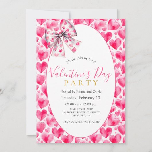 Invitation à la fête de la Saint-Valentin Cœurs et (Devant)