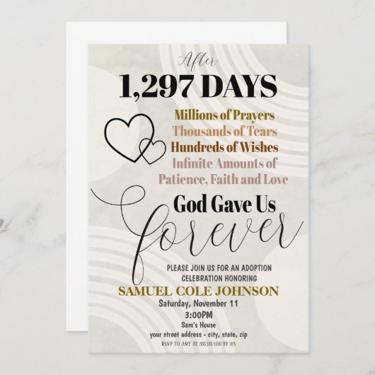 Invitation à la fête de l'adoption (Devant / Derrière)