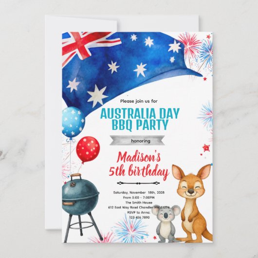 Invitation à la fête de l'Australia Day (Devant)