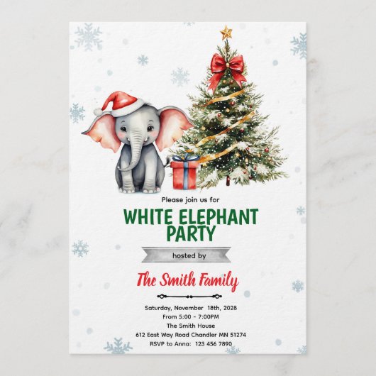 Invitation à la fête de l'éléphant de Noël (Devant)