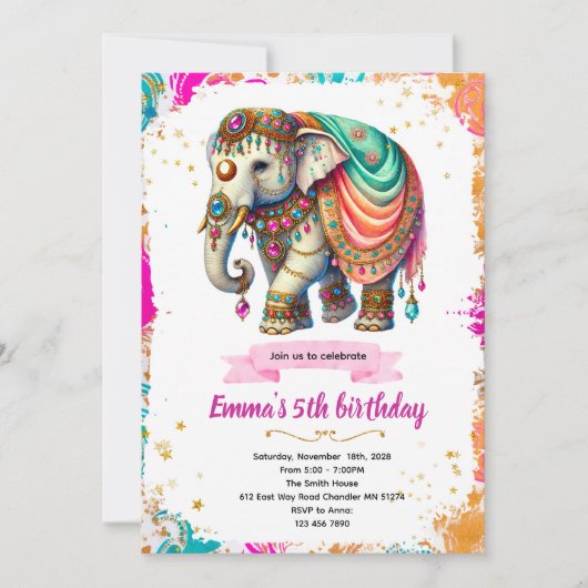 Invitation à la fête de l'éléphant indien (Devant)