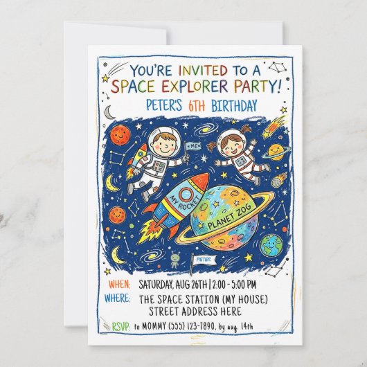 Invitation à la fête de l'explorateur spatial (Devant)
