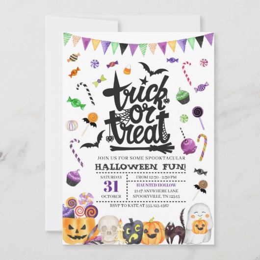 Invitation à la fête de l'Halloween (Devant)