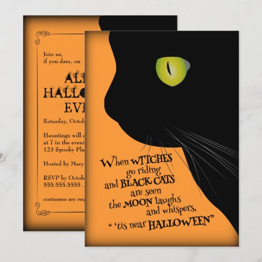 Invitation à la fête de l'Halloween (Devant / Derrière)