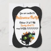Invitation à la fête de l'Halloween Cat Noir Cute (Dos)