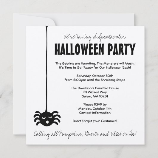 Invitation à la fête de l'Halloween de Spider - Ca (Devant)