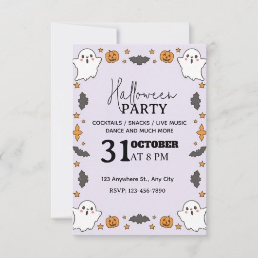 Invitation à la fête de l'Halloween - éditable (Devant)
