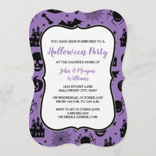 Invitation à la fête de l'Halloween violet noire