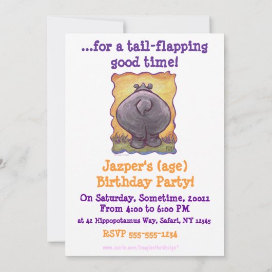 Invitation à la fête de l'hippo (Dos)