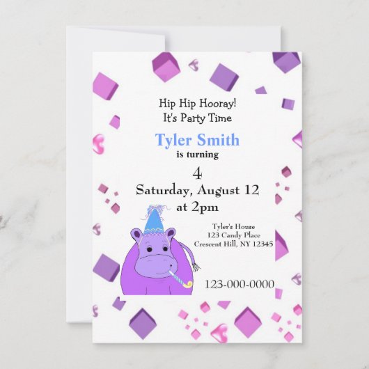 Invitation à la fête de l'hippopotame violet (Devant)