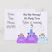 Invitation à la fête de l'Hippopotampe (Devant / Derrière)
