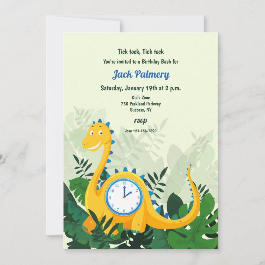 Invitation à la fête de l'horloge dinosaure (Vous (Devant)