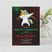 Invitation à la fête de licorne Dabbing (Debout devant)