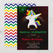 Invitation à la fête de licorne Dabbing (Devant / Derrière)
