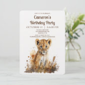 Invitation à la fête de Lion Roi à l'aquarelle  (Debout devant)