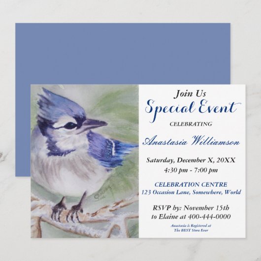 INVITATION À LA FÊTE DE L'OISEAU BLEU DU BONHEUR (Devant / Derrière)