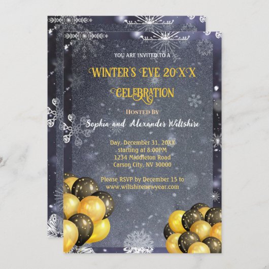 Invitation à la fête de l'or et du noir de l'hiver (Devant / Derrière)