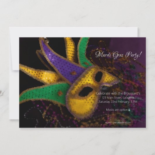 Invitation à la fête de Mardi Gras (Devant)
