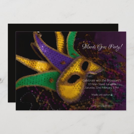 Invitation à la fête de Mardi Gras (Devant / Derrière)