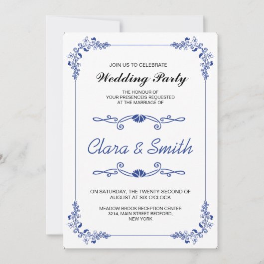 Invitation à la fête de mariage (Devant)