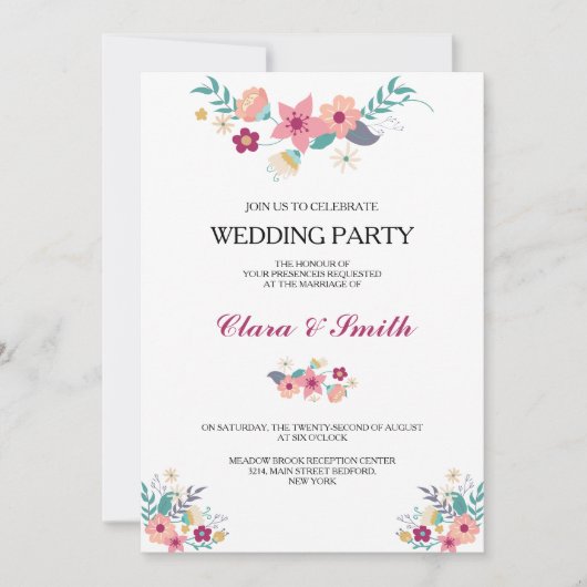 Invitation à la fête de mariage (Devant)