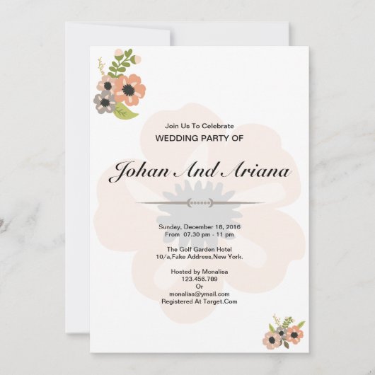 Invitation à la fête de mariage (Devant)