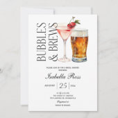 Invitation à la fête de mariage Bubbles and Brews (Devant)
