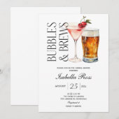 Invitation à la fête de mariage Bubbles and Brews (Devant / Derrière)