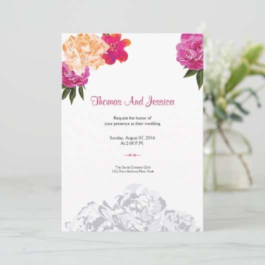 Invitation à la fête de mariage florale (Debout devant)