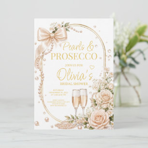 Invitation à la fête de mariage Perles et Prosecco