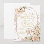 Invitation à la fête de mariage Perles et Prosecco (Devant / Derrière)