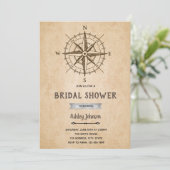 Invitation à la fête de mariage vintage boussole (Debout devant)