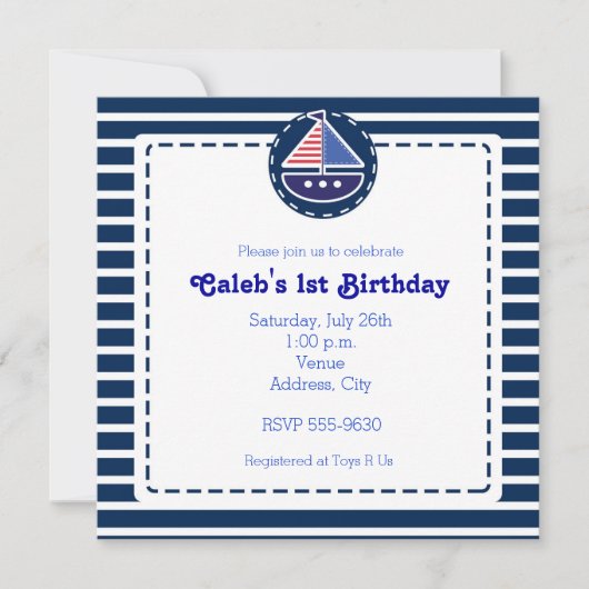 Invitation à la fête de naissance de bébé avec bat (Devant)
