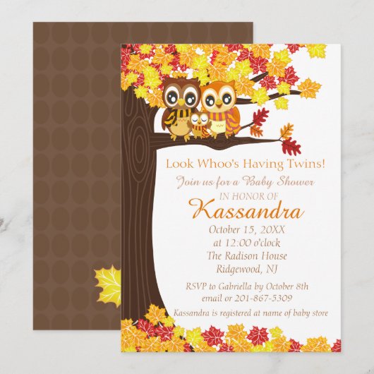 Invitation à la fête de naissance de jumeaux de la (Devant / Derrière)