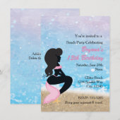 Invitation à la fête de natation Mermaid Beach Bun (Devant / Derrière)