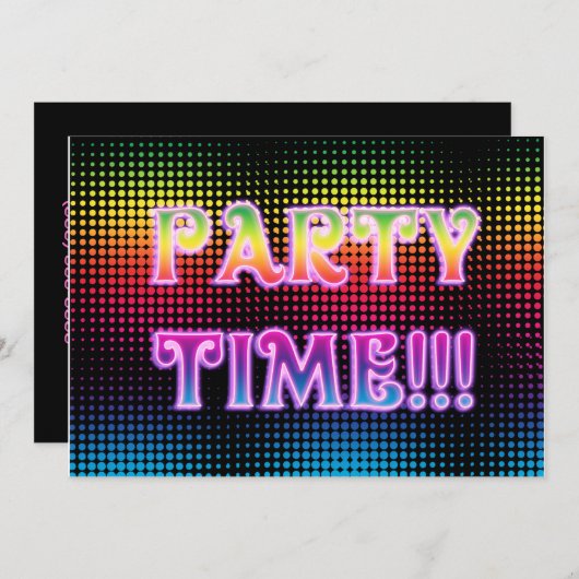 Invitation à la fête de Neon Halftone (Devant / Derrière)