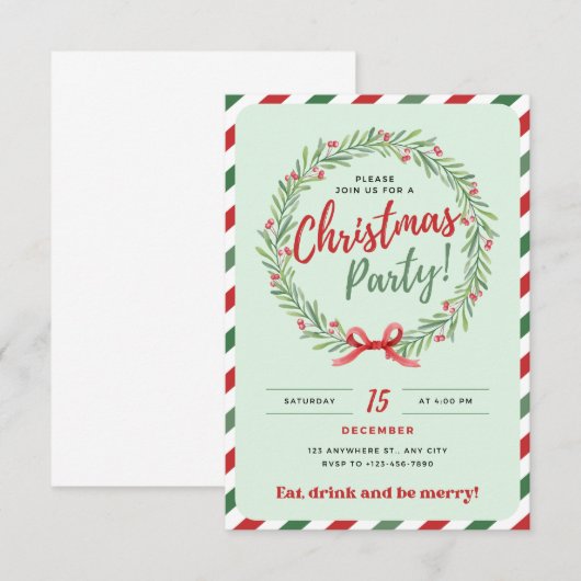 Invitation à la fête de Noël (Devant / Derrière)