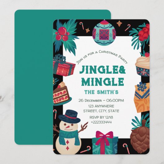 Invitation à la fête de Noël (Devant / Derrière)