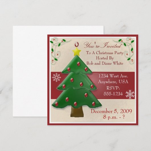 Invitation à la fête de Noël (Devant / Derrière)