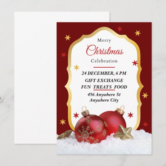 Invitation à la fête de Noël (Devant / Derrière)