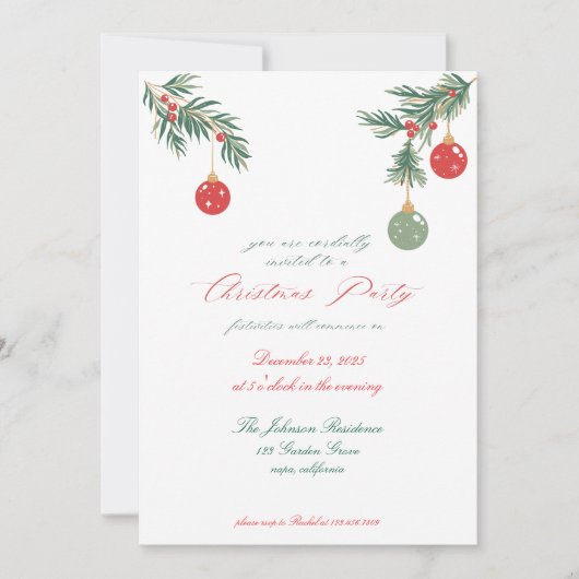 Invitation à la fête de Noël (Devant)