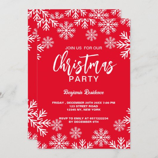 Invitation à la fête de Noël (Devant / Derrière)